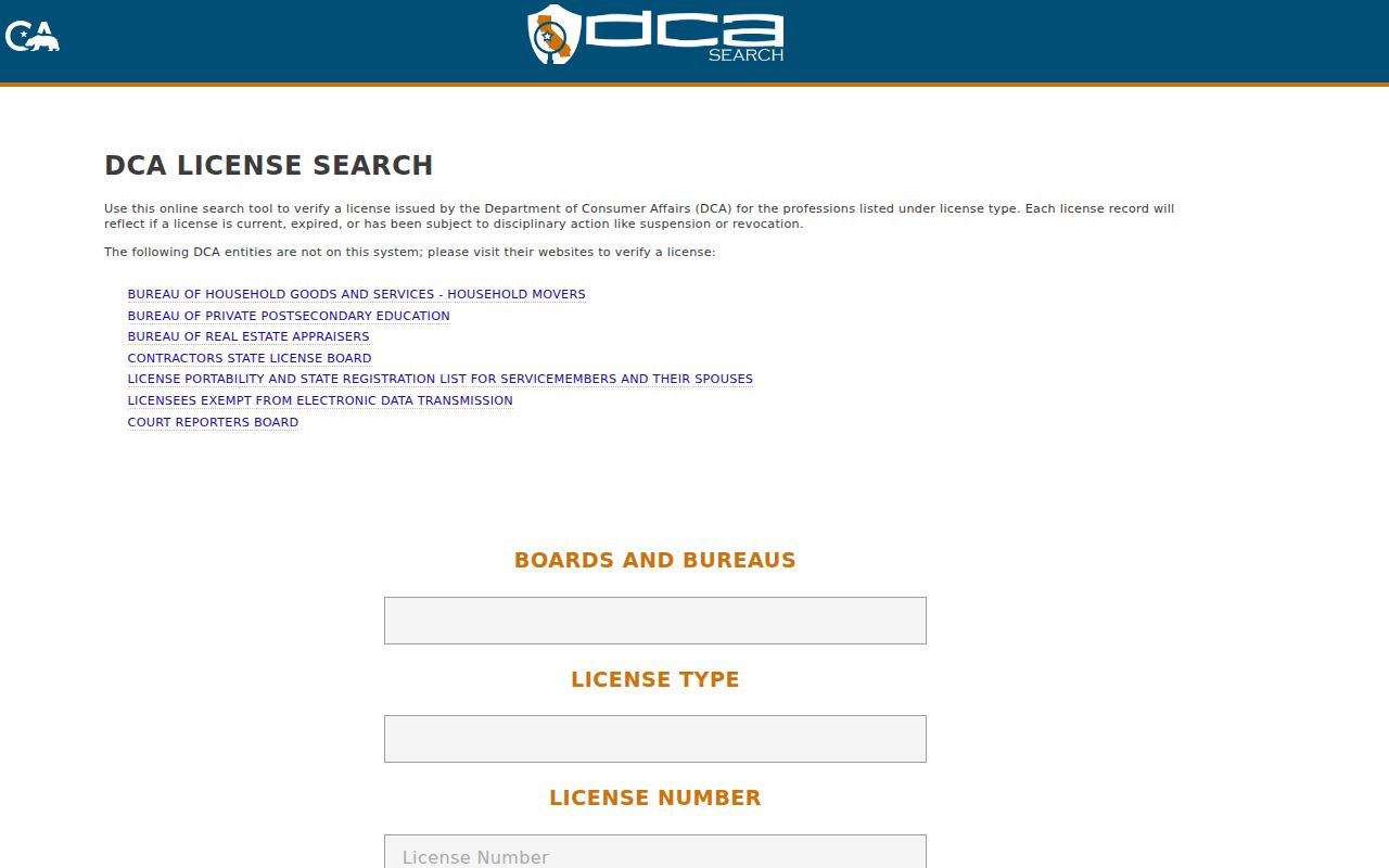 Turlock people search with California DCA license records