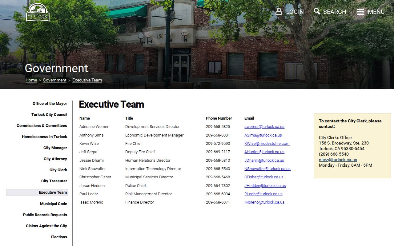 Turlock people search in the city executive directory
