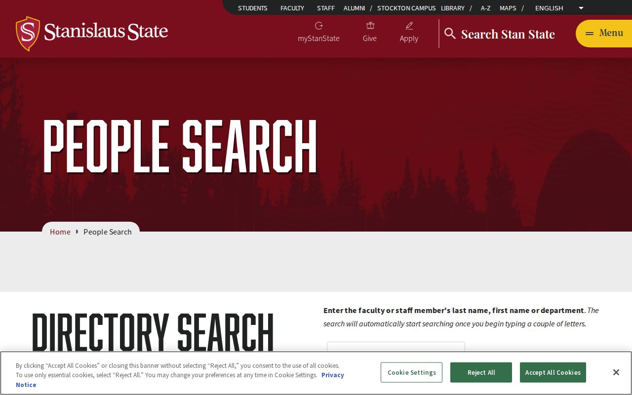 Turlock people directories screenshot of Stanislaus State People Search